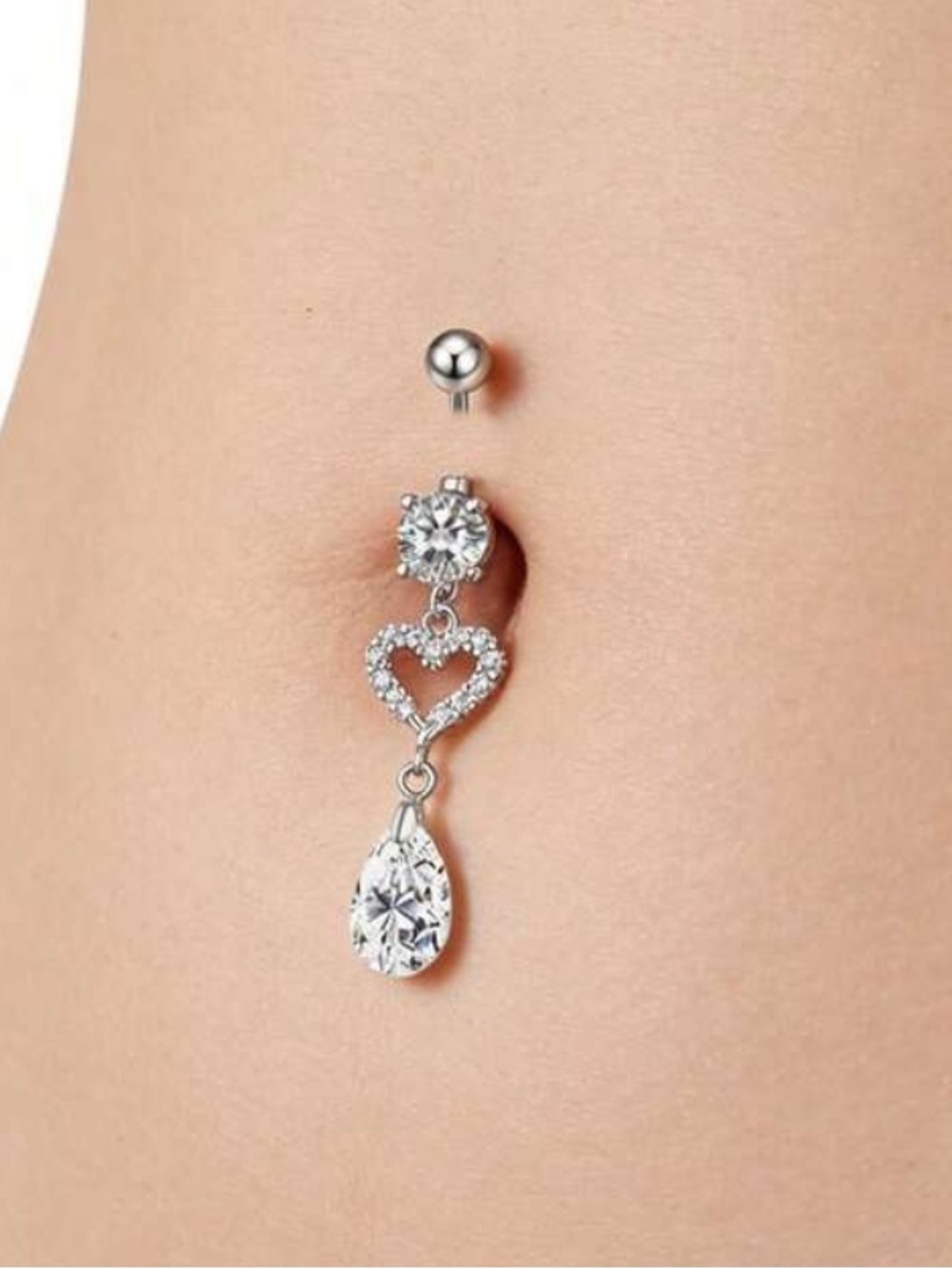 Belly Ring- Heart Shape dangling navel  Ring Stainless Steel Belly Ring NWT